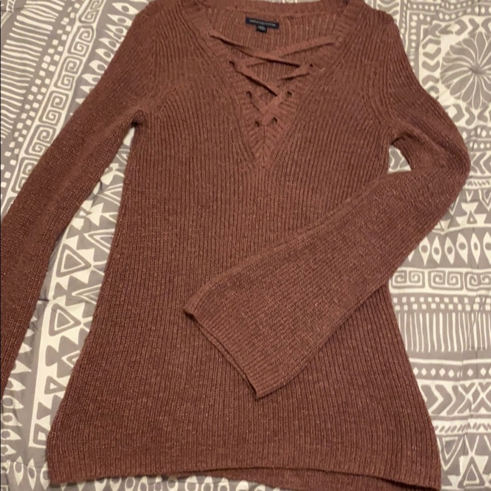 Wide sleeve purple sweater